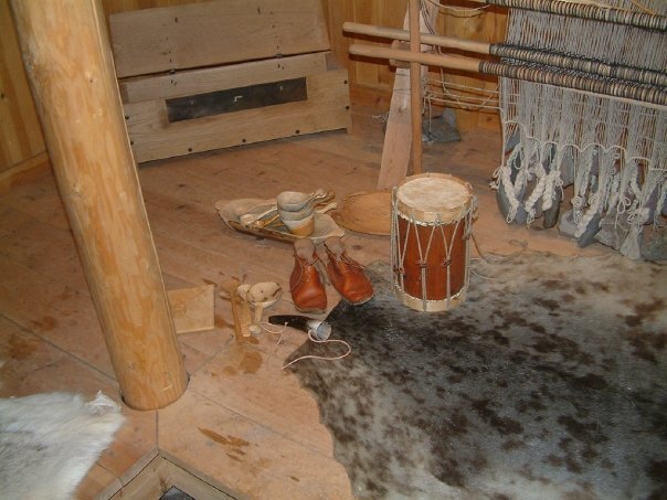 A drum inside the reconstruction of Erik the Red's House