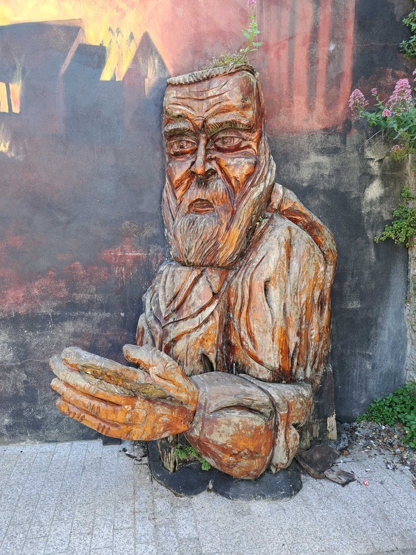 Wooden sculpture of a Viking