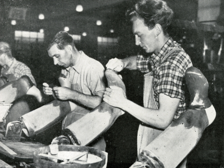 Rubber boot production at Viking Footwear factory in Askim
