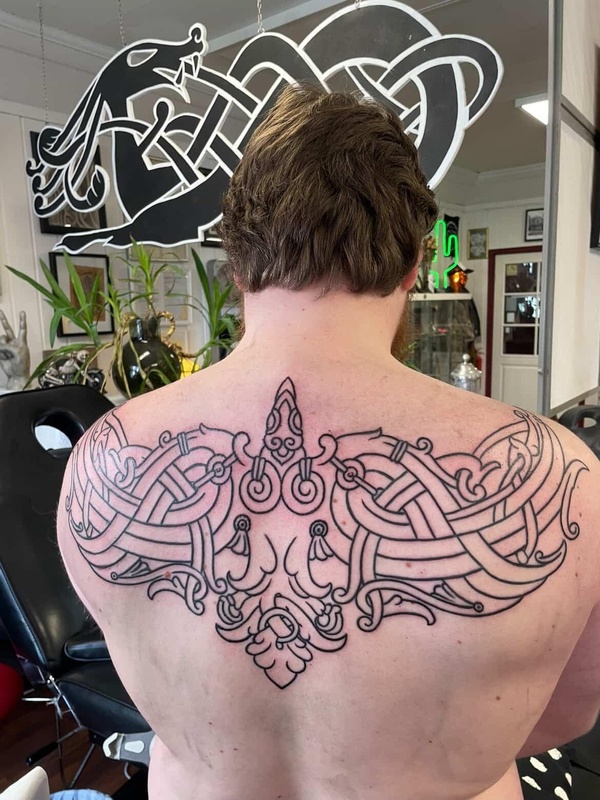 Tattoo with Norse inspired pattern