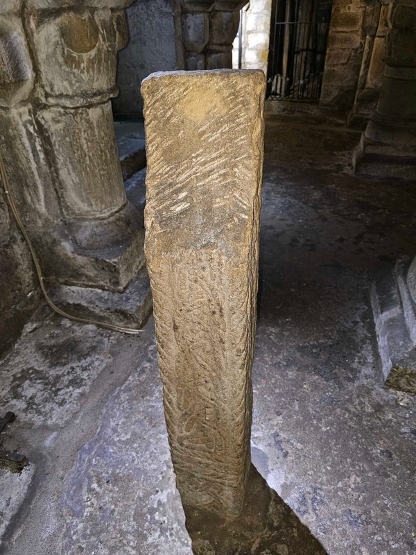 Carved stone cross shaft, Lastingham (UK) (rear view)