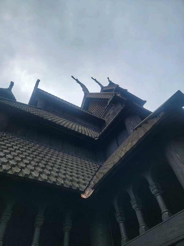 Exterior of Gol Stave Church, looking up (Olso)