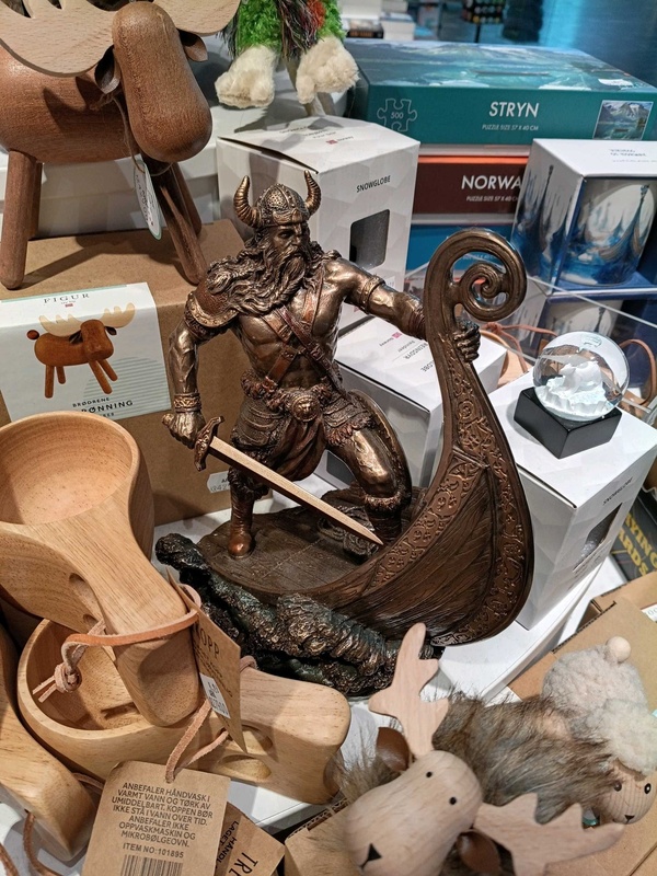 Statuette of Viking warrior at the prow of his ship