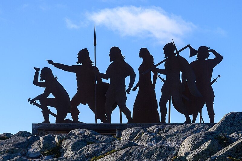 Norse silhouette sculpture above L'Anse aux Meadows (K. Van Nieker)
