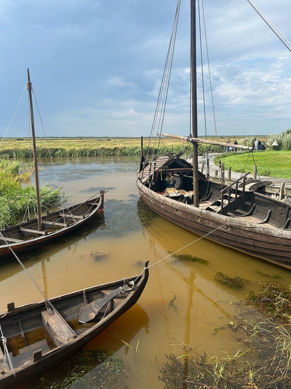 Reconstructed Viking ships at Bork Viking Harbour