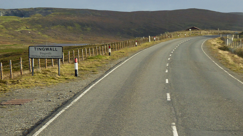 Sign for Tingwall in Shetland