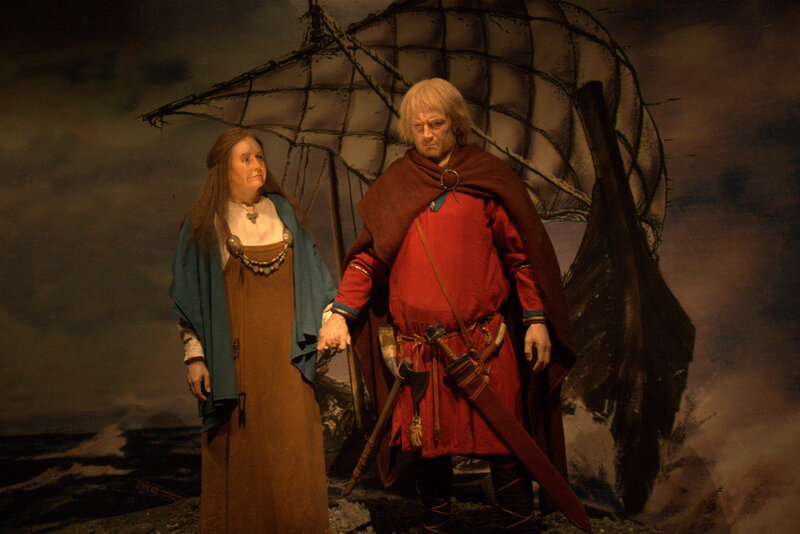The first settlers of Iceland, Ingólfur Arnarson’s and Hallveig Fróðadóttir, depicted in the Saga museum