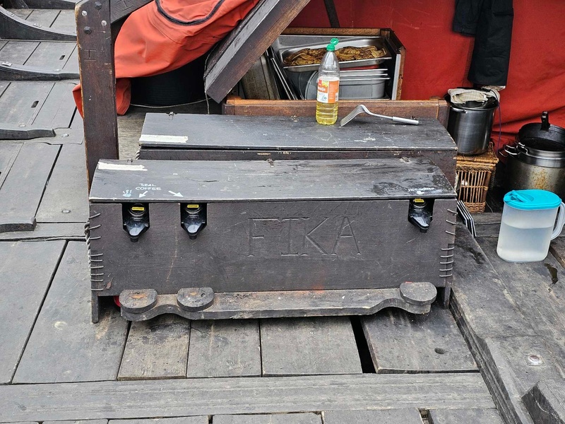 A reproduction / imitation of a Viking Age chest on Draken Harald hårfagre ship