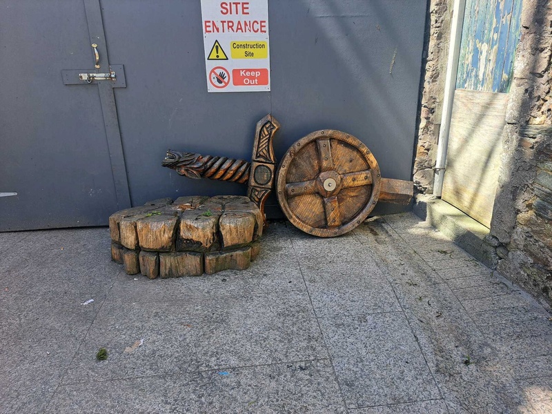 Large wooden replica of a Viking Sword and shield