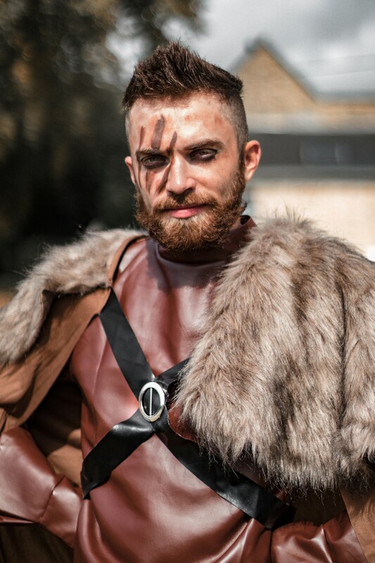 Modern Viking reenactor with eye makeup