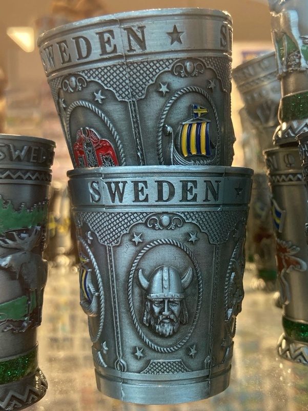 A pewter Viking branded shot glass