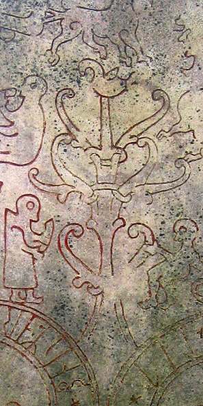 Depiction of Yggdrasil on replica of runestone Gs 19.