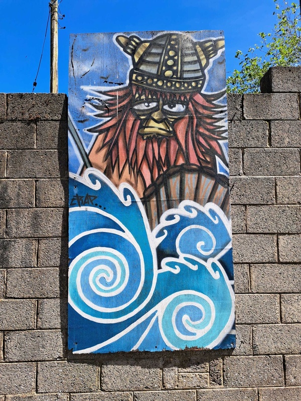 Street graffiti with a Viking motive