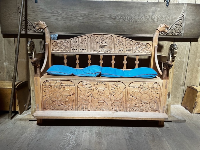 Bench with Norse motifs