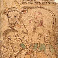 Depiction of the cow Auðumbla and Búri (J. Sigurðsson)
