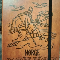 Notebook depicting Odin, Sleipnir, Huginn and Muninn