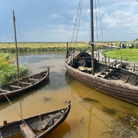 Reconstructed Viking ships at Bork Viking Harbour