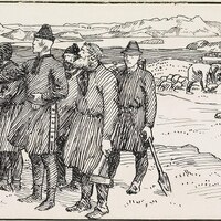 "Erling set his Thralls to Daywork" by Erik Werenskiold