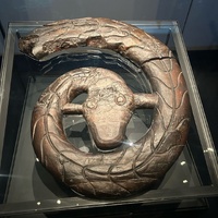 Carved wooden serpent head from 9th-century Oseberg ship