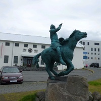 Statue of a Viking rider on a horse