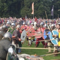 Battle reenactment at the 1000th anniversary of the Battle of Clontarf in 2014 (Ireland)
