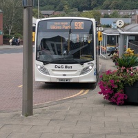 Local bus with destination Viking Park retail park (Cheshire, UK)