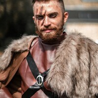 Modern Viking reenactor with eye makeup