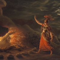 'Hervör wakes her father Angantýr’s ghost' (C. Gottlieb Kratzenstein-Stub)